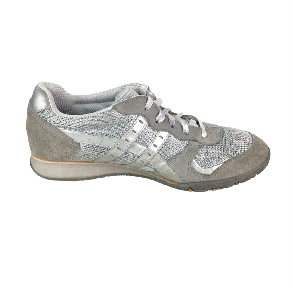 Womens Athletic Shoes Size 8 Skechers Leather Gray Silver Orange Sneaker 21877